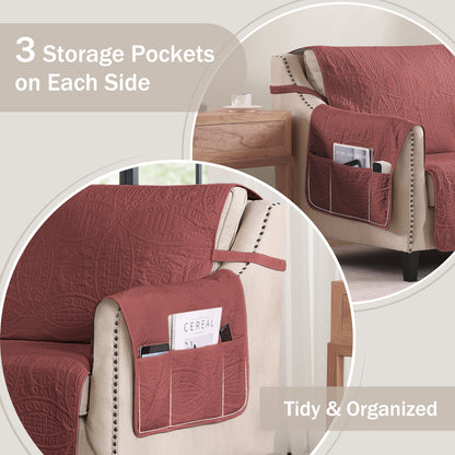 Quilted Grand Sofa Cover - Grand Sofa 88inch  (Red)