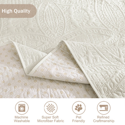 Quilted Recliner Cover - Ivory White
