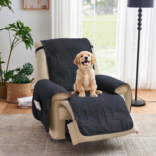 Blue Quilted Recliner Cover - Recliner 22inch  (Blue Gray)