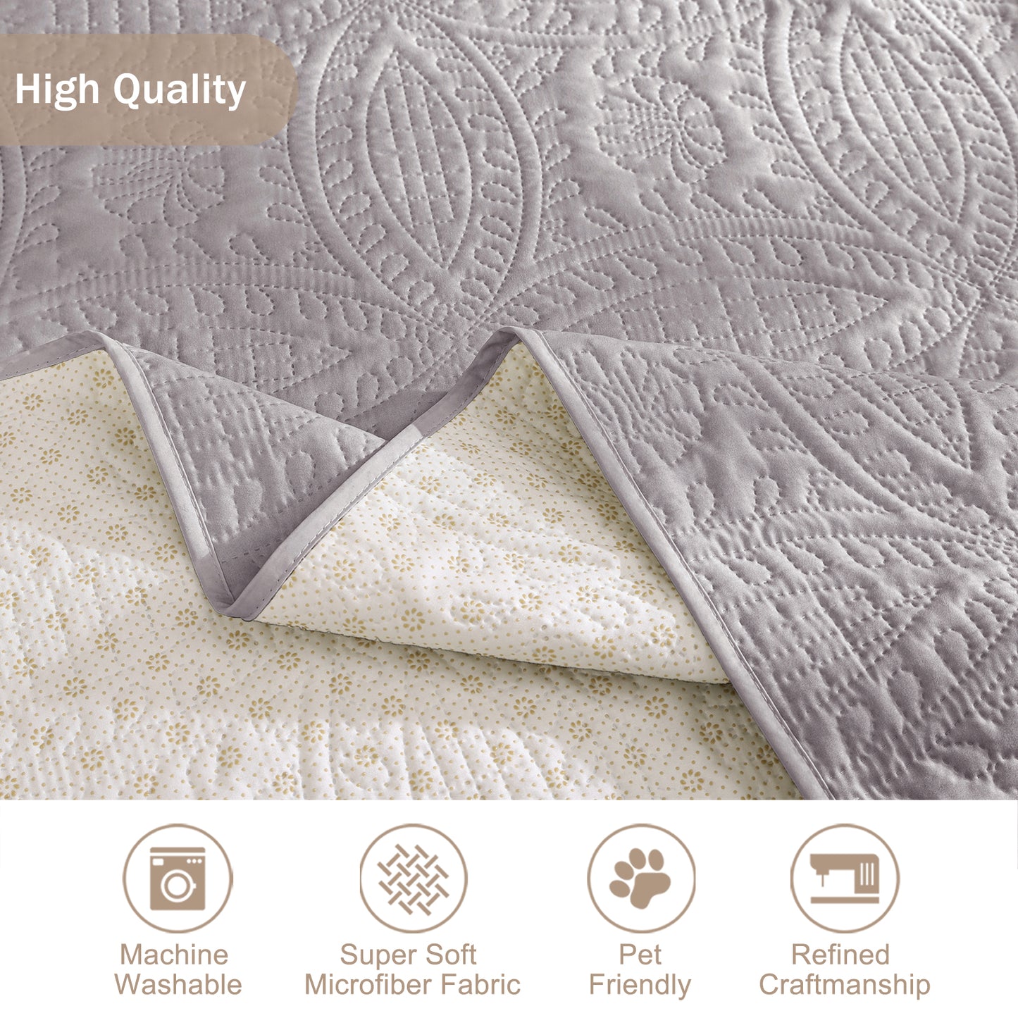 Quilted Sofa Cover - Cloud Purple