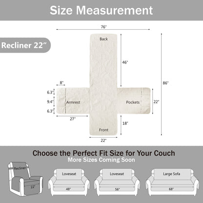 Quilted Recliner Cover - Ivory White