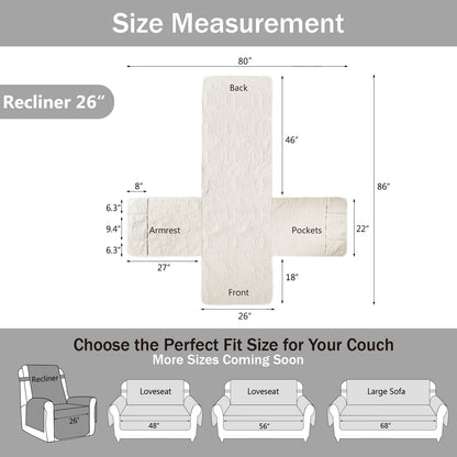 Quilted Recliner Cover - Ivory White