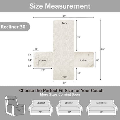 Quilted Recliner Cover - Ivory White