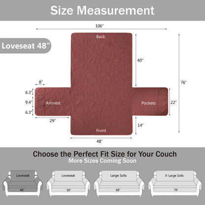 Quilted Loveseat Cover - Red