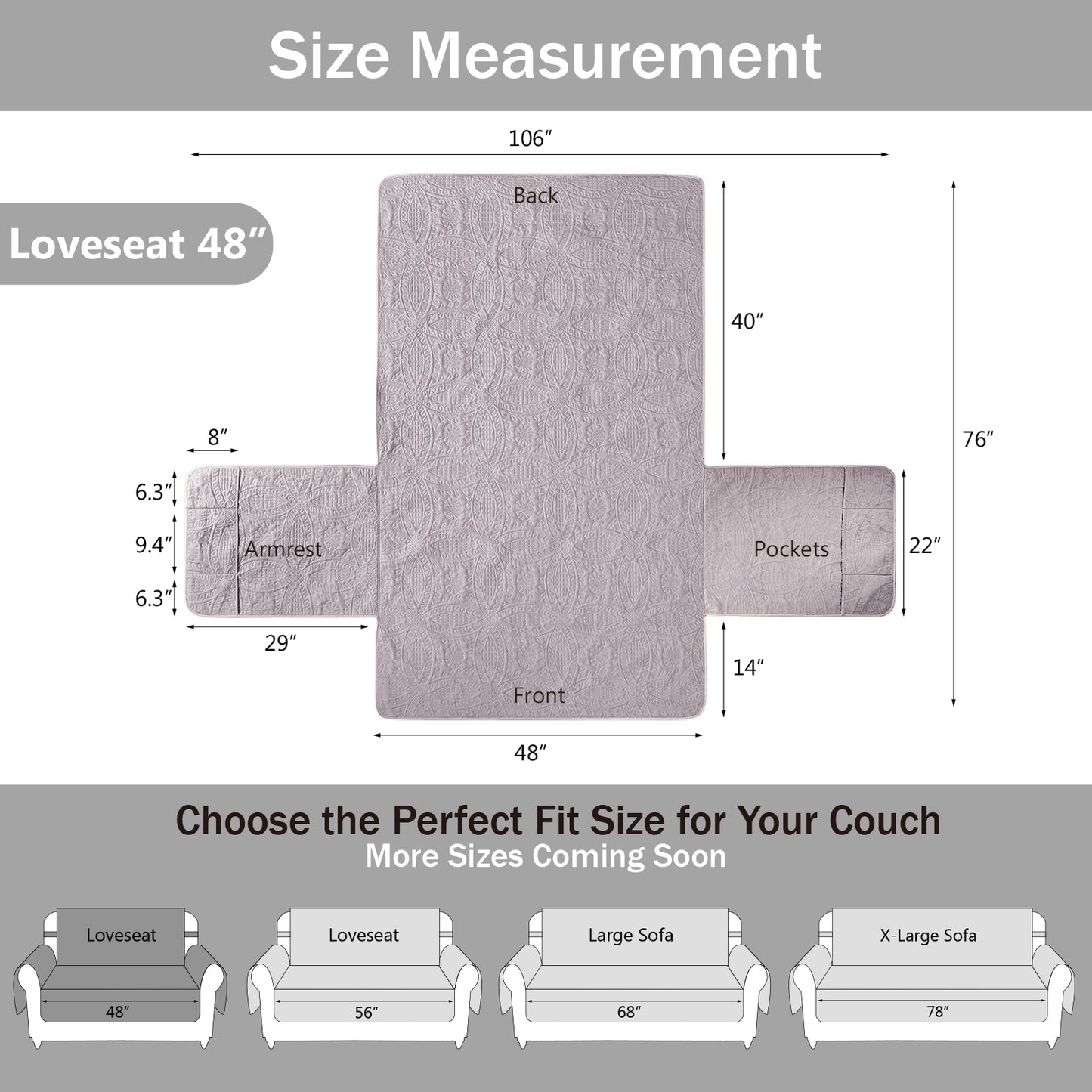 Purple Loveseat Cover - Loveseat 48inch  (Cloud Purple)