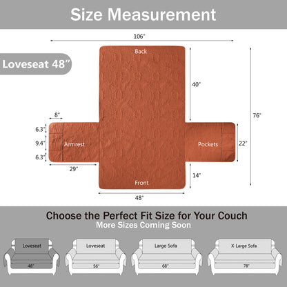 Quilted Loveseat Cover - Burnt Orange