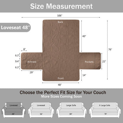 Quilted Loveseat Cover - Raw Umber