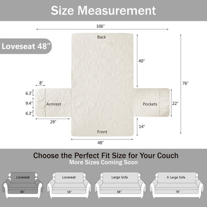 Quilted Loveseat Couch Cover - Ivory White