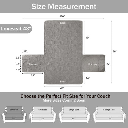 Quilted Loveseat Cover - Cool Gray