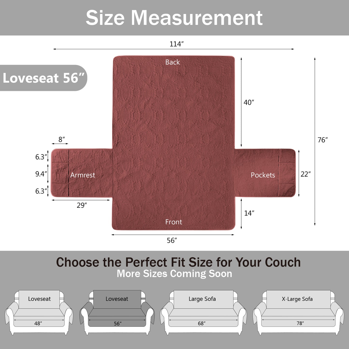 Red Loveseat Cover - Loveseat 56inch  (Red)
