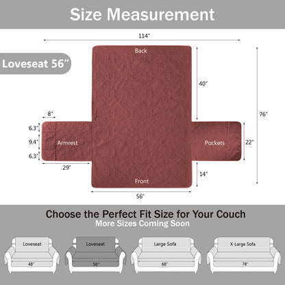 Red Loveseat Cover - Loveseat 56inch  (Red)