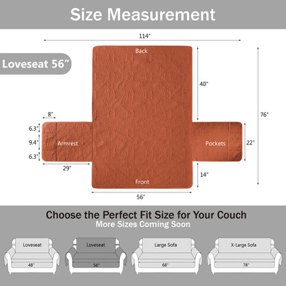 Orange Loveseat Cover - Loveseat 56inch  (Burnt Orange)