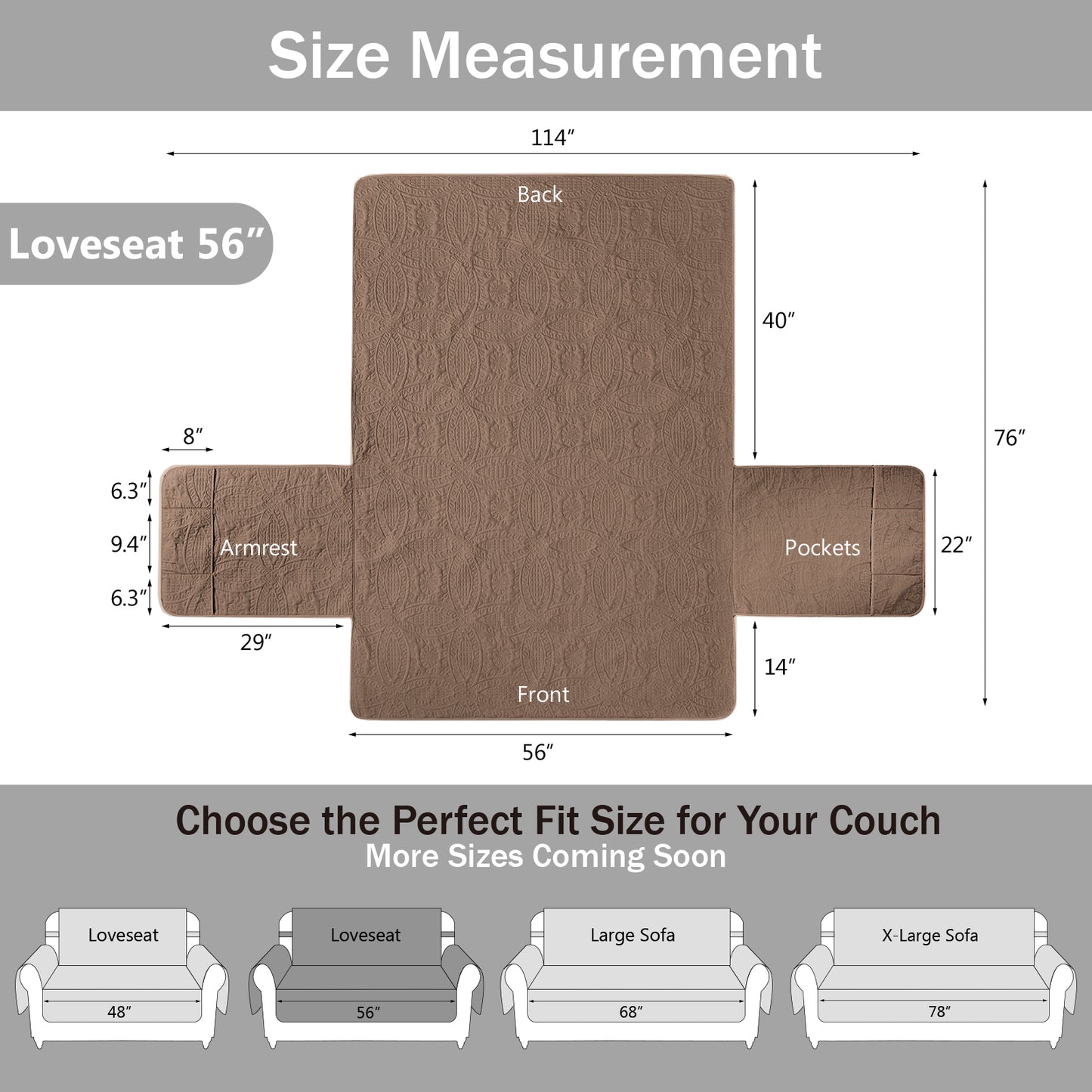 Toffee Loveseat Cover - Loveseat 56inch  (Raw Umber)