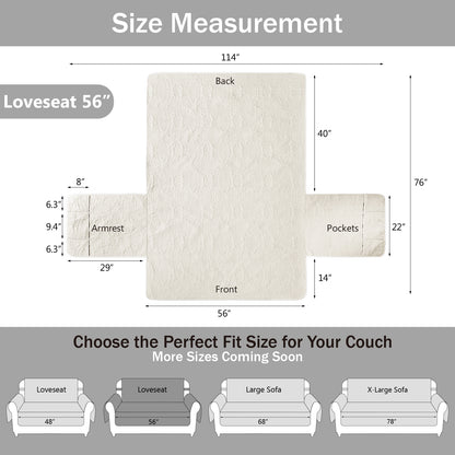 Ivory White Loveseat Couch Cover - Loveseat 56inch  (Ivory White)