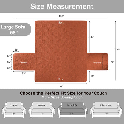 Burnt Orange Sofa Cover - Large Sofa 68inch  (Burnt Orange)