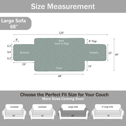Backless Couch Cover for Dogs - Large Sofa 68inch  (Sage Green)
