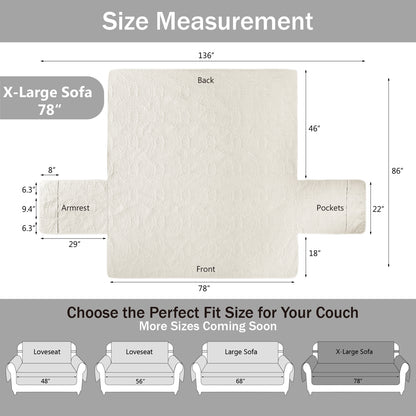 Quilted Sofa Cover - Ivory White