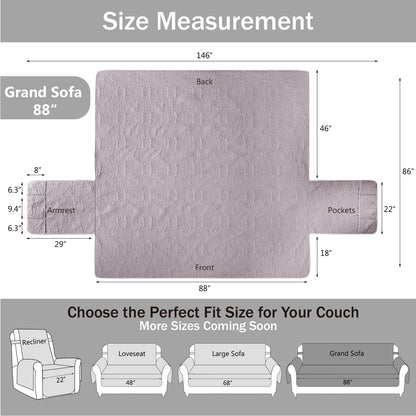 Quilted Grand Sofa Cover - Grand Sofa 88inch  (Cloud Purple)