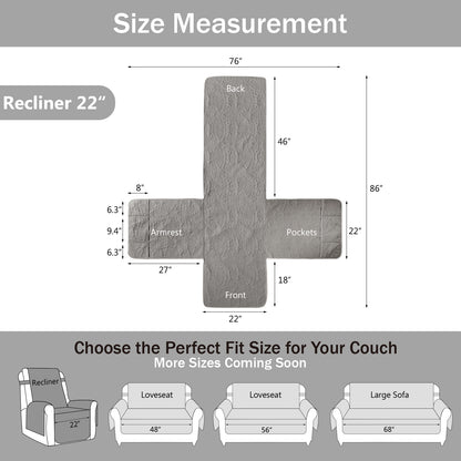 Quilted Recliner Cover - Cool Gray