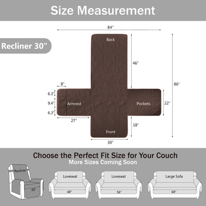 Large Brown Recliner Cover - Recliner 30inch  (Chocolate)