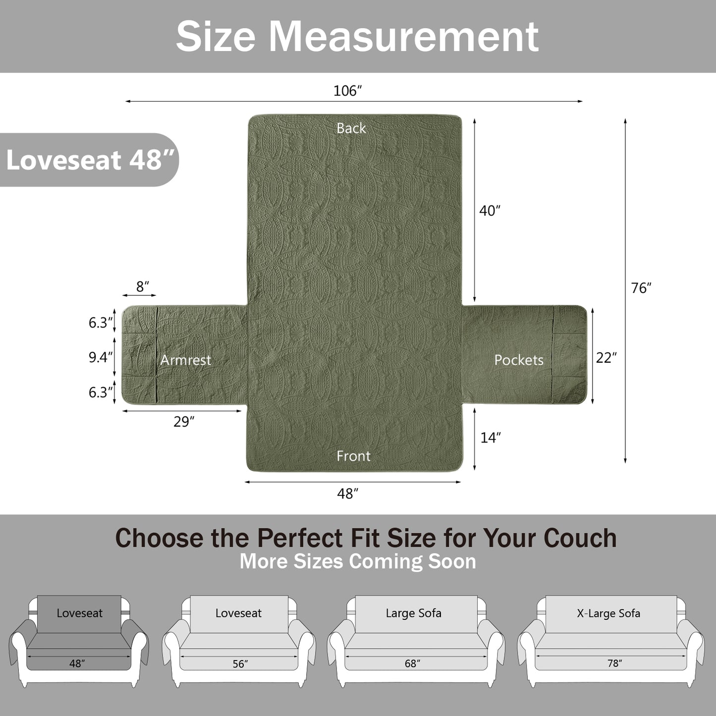 Olive Green Loveseat Cover - Loveseat 48inch  (Olive Green)