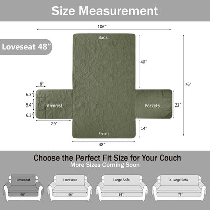Olive Green Loveseat Cover - Loveseat 48inch  (Olive Green)