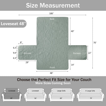 Sage Blue Loveseat Cover - Loveseat 48inch  (Sage Blue)