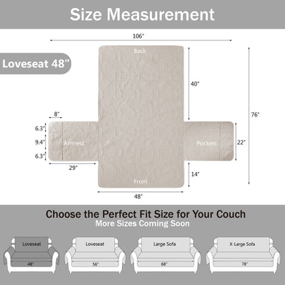 Beige Loveseat Cover - Loveseat 48inch  (Beige Cream)
