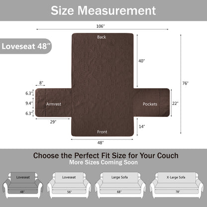 Quilted Loveseat Cover - Chocolate