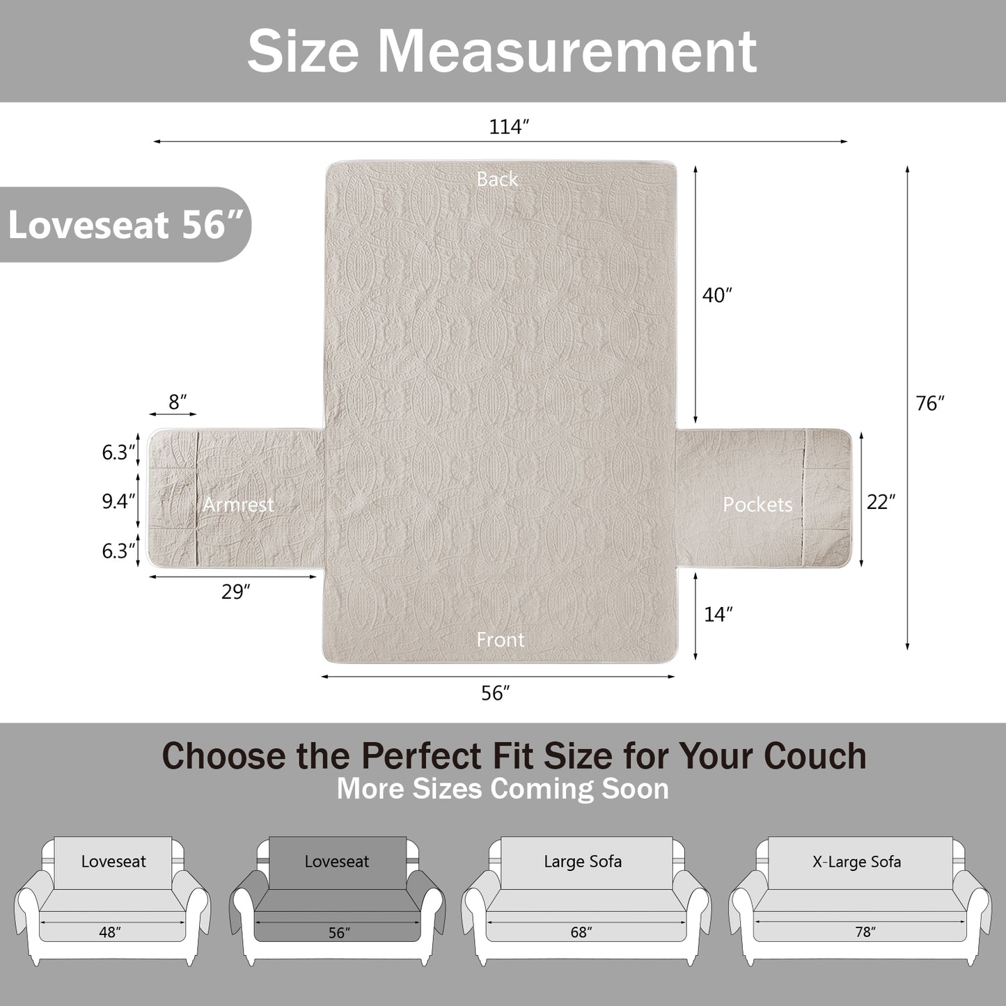 Beige Loveseat Cover - Loveseat 56inch  (Beige Cream)