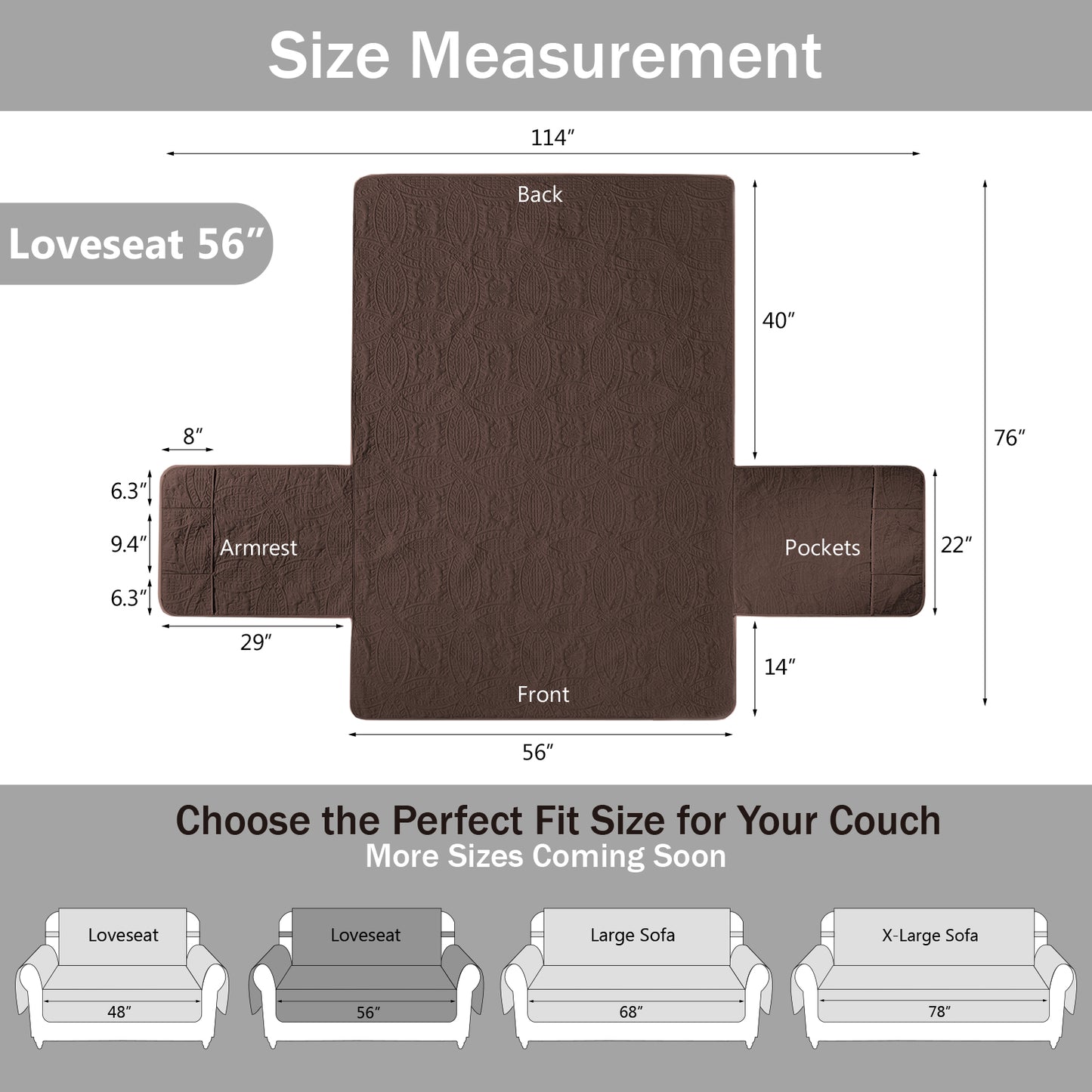 Soft Couch Cover - Loveseat 56inch  (Chocolate)