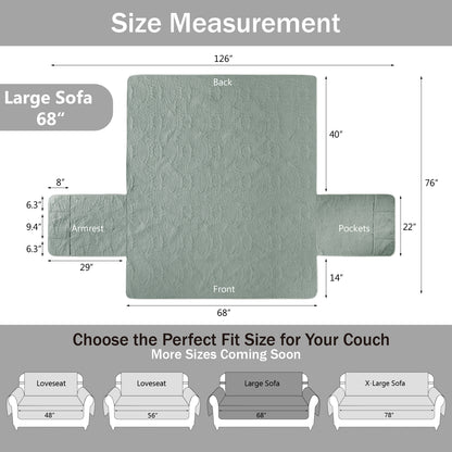 Quilted Sofa Cover - Sage Blue