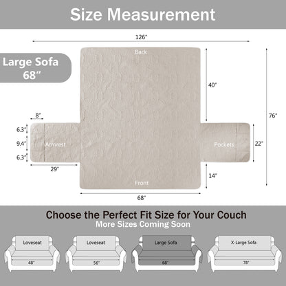 Quilted Beige Sofa Cover - Beige Cream