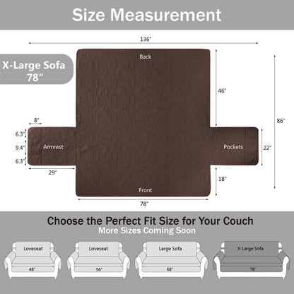 Soft Couch Cover - X-Large Sofa 78inch  (Chocolate)