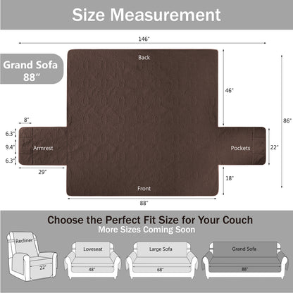 Quilted Grand Sofa Cover - Grand Sofa 88inch  (Chocolate)