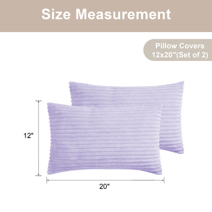Soft Jacquard Plush Lumbar Pillow Cover - 12x20inch(Set of 2, Purple)