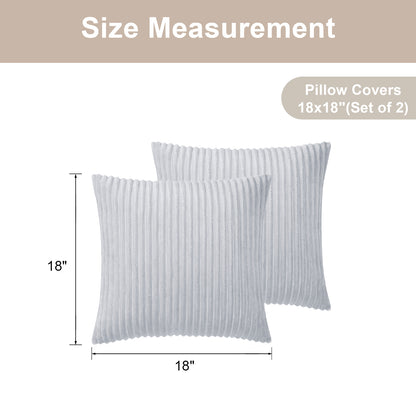 Soft Plush Throw Pillow Cover - 18x18inch (Set of 2, Gray)
