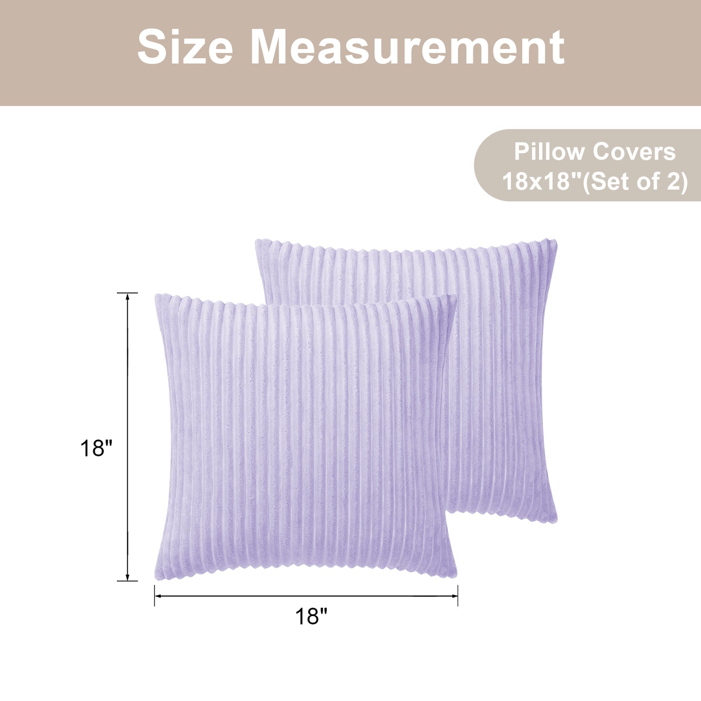 Soft Plush Throw Pillow Cover - 18x18inch (Set of 2, Purple)