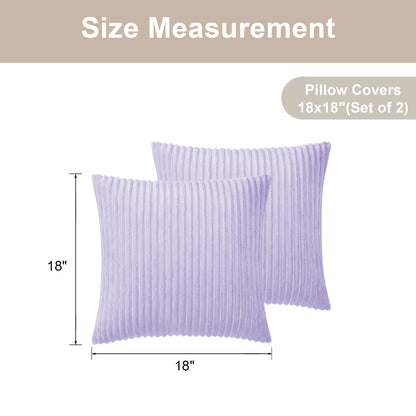 Soft Plush Throw Pillow Cover - 18x18inch (Set of 2, Purple)