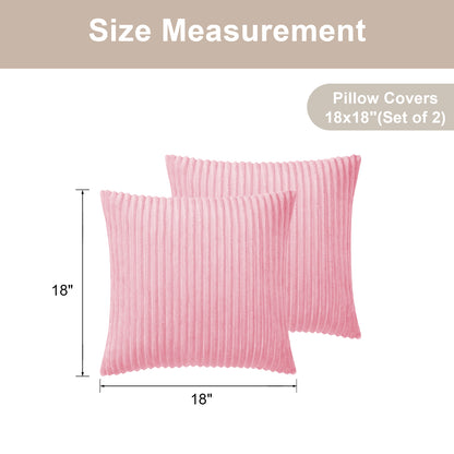 Soft Plush Throw Pillow Cover - 18x18inch (Set of 2, Pink)