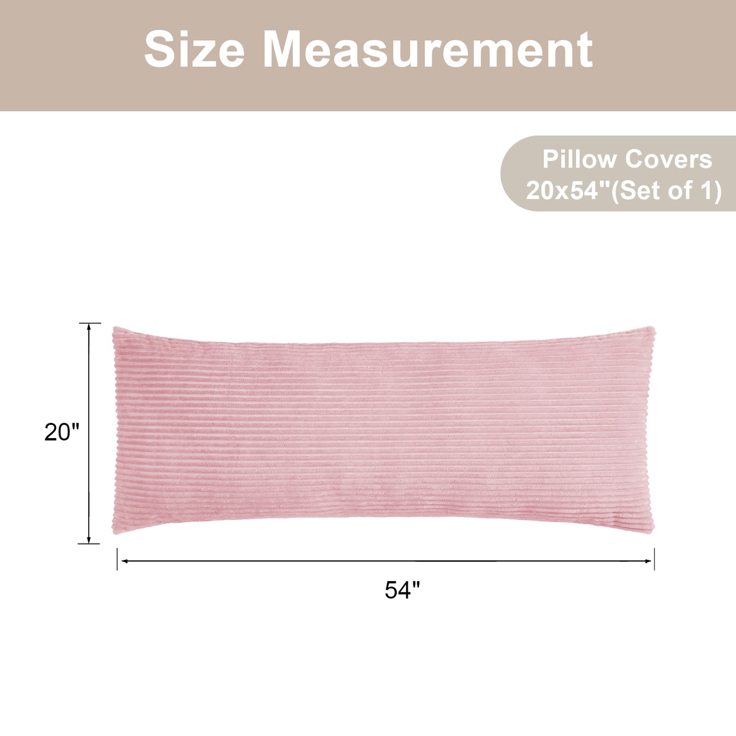 Soft Plush Body Pillow Case - 20x54inch (Set of 1, Pink)