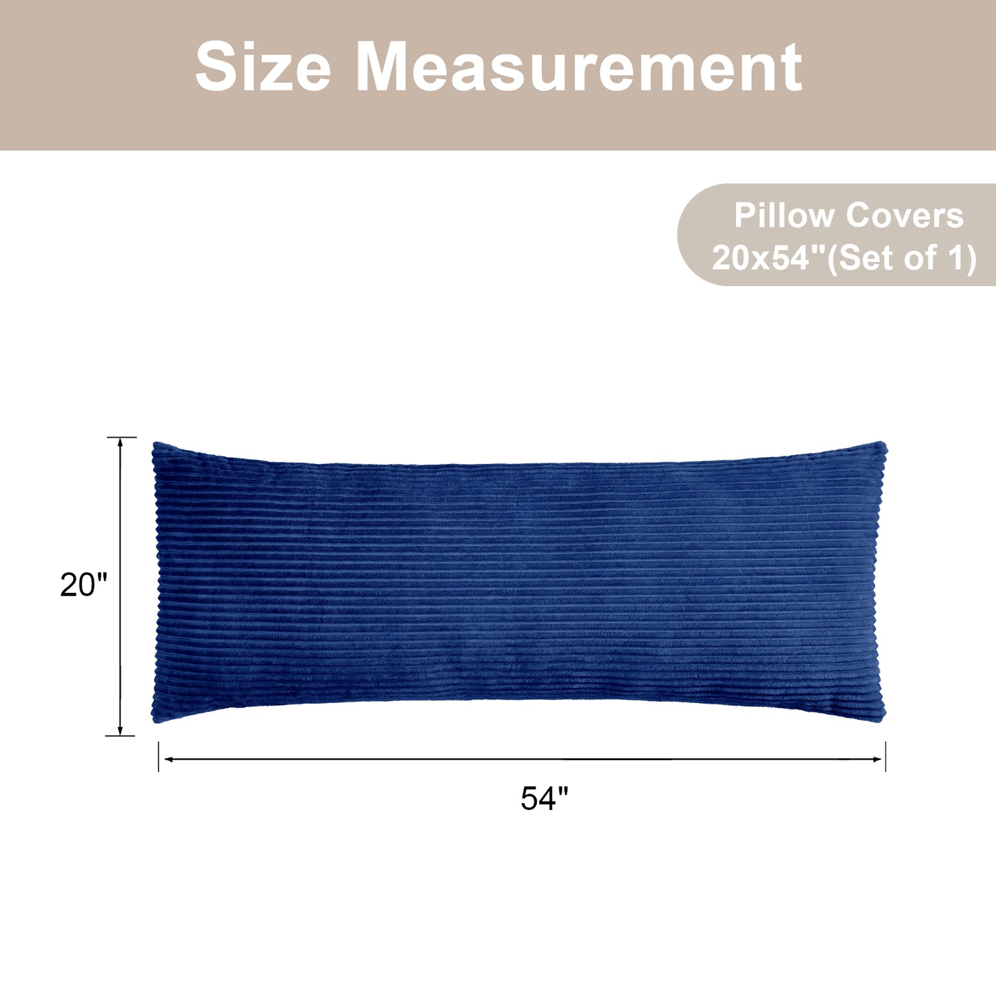 Soft Plush Body Pillow Case - 20x54inch (Set of 1, Blue)