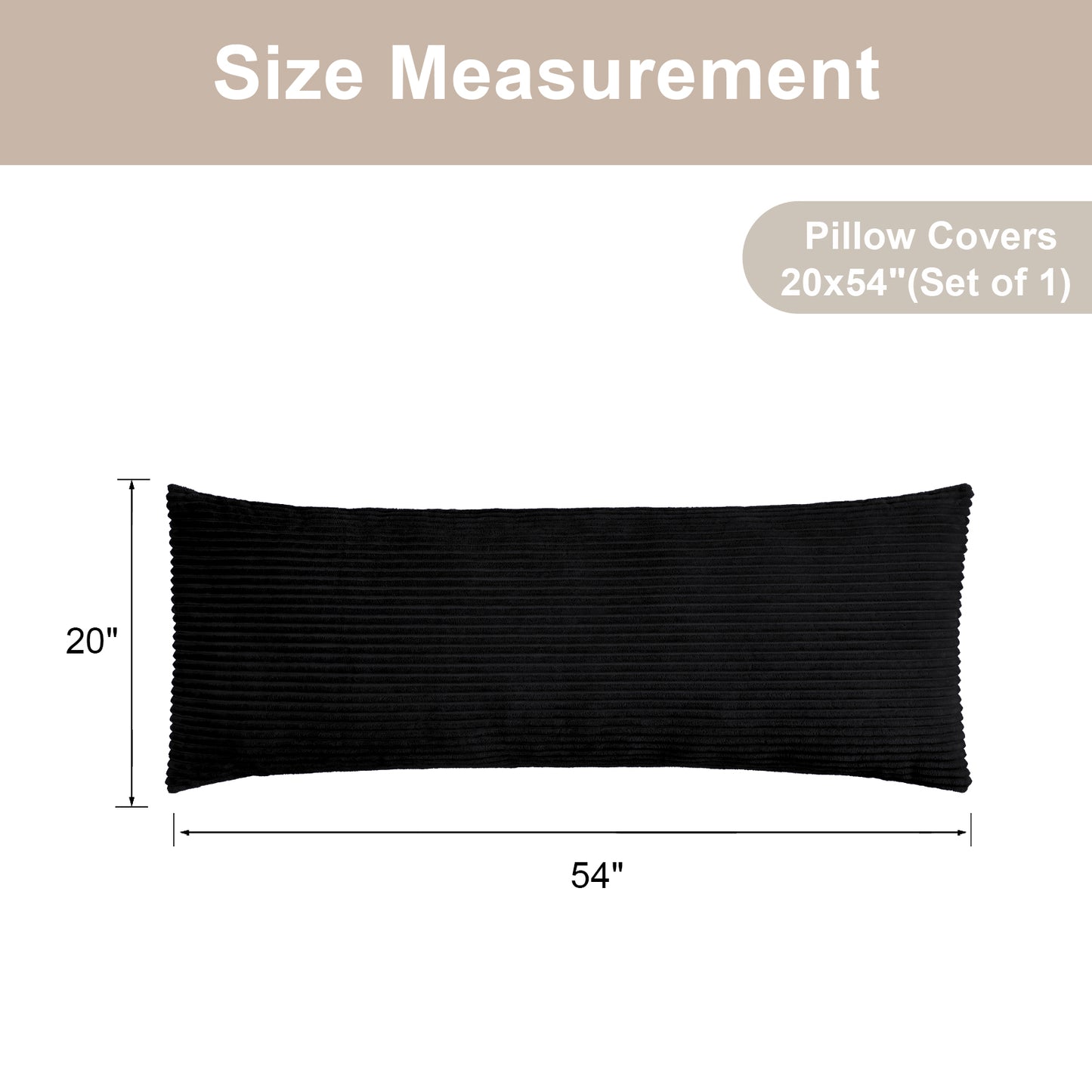 Soft Jacquard Plush Body Pillow Case - 20x54inch (Set of 1, Black)