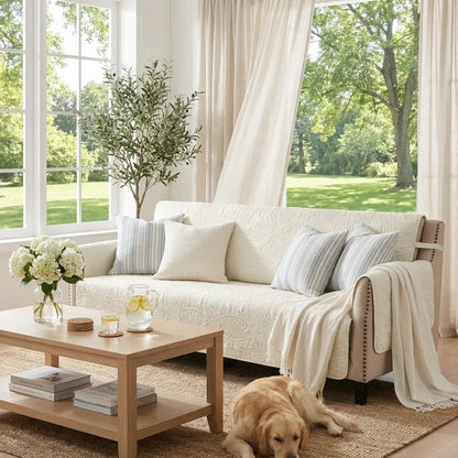 Ivory White Loveseat Couch Cover - Loveseat 56inch  (Ivory White)