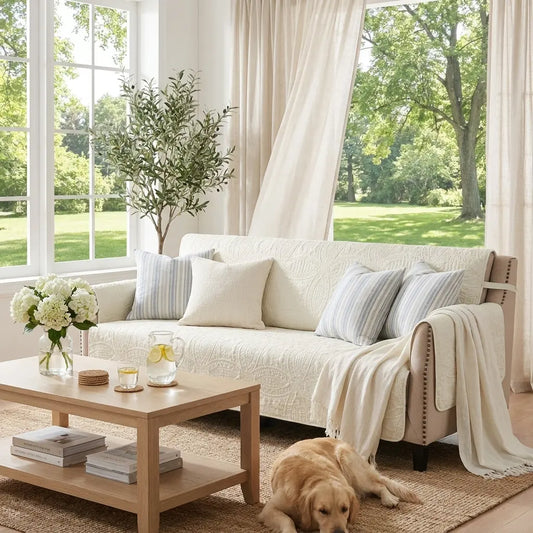 Ivory White Loveseat Couch Cover - Loveseat 56inch  (Ivory White)