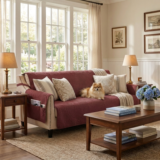 Quilted Grand Sofa Cover - Grand Sofa 98inch  (Red)