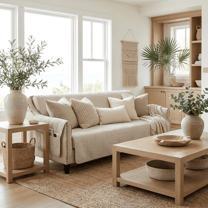 Quilted Loveseat Cover - Beige Cream