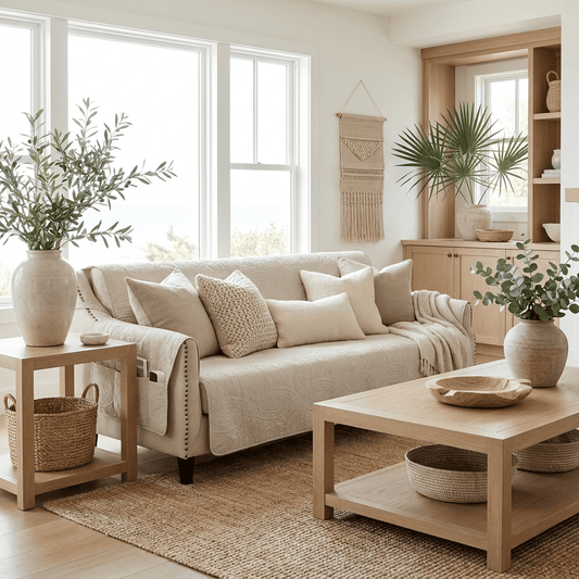 Quilted Loveseat Cover - Beige Cream
