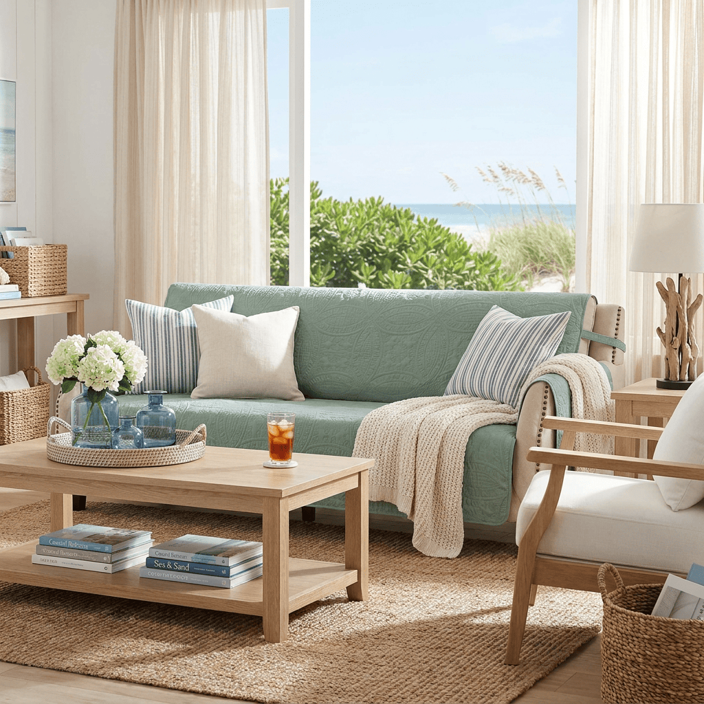 Sage Blue Loveseat Cover - Loveseat 48inch  (Sage Blue)