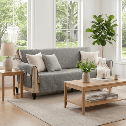 Quilted Sofa Cover - Cool Gray